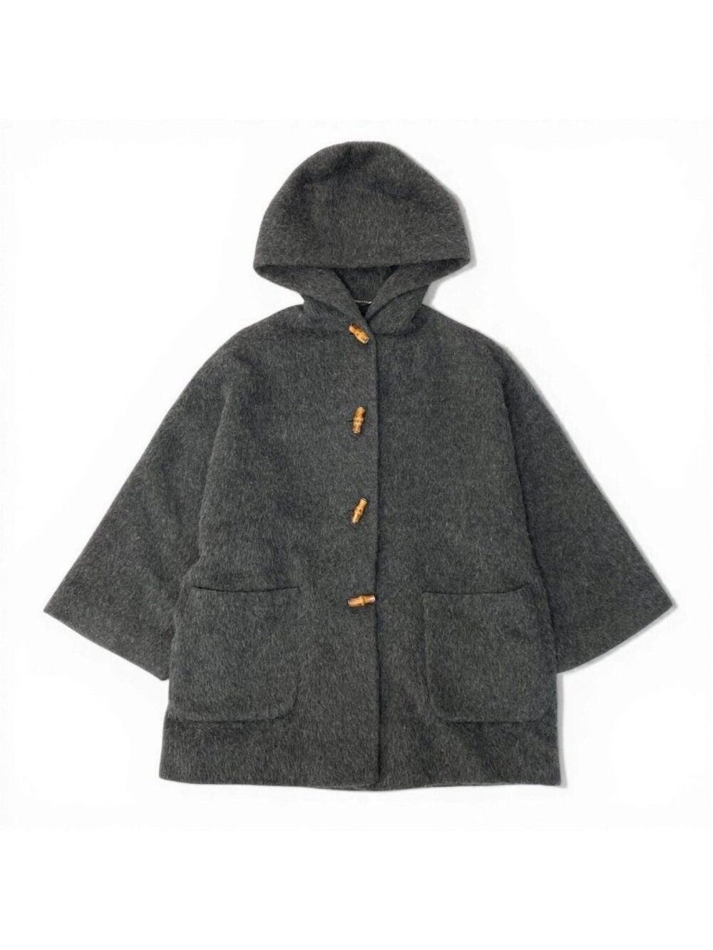 Gucci Vintage Bamboo Overcoat Hoodie Coat Alpaca 100 40 Gray